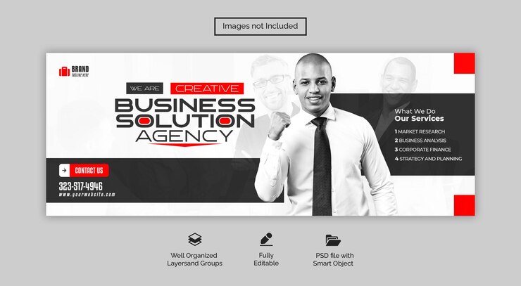 PSD agência de marketing digital psd e modelo de capa corporativa do facebook