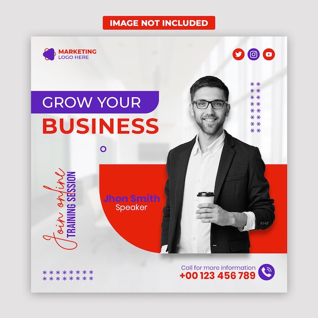 Agência de marketing digital PSD e modelo de postagem de mídia social corporativa de webinar ao vivo