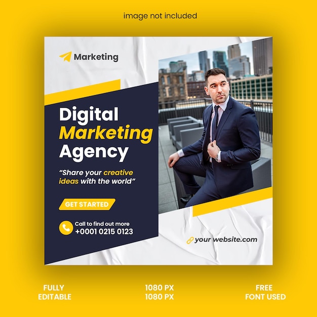Agência de marketing digital PSD e modelo de postagem de mídia social corporativa