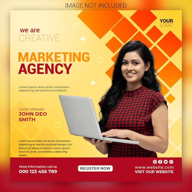 Agência de Marketing Digital PSD Modelo de Banner de Mídia Social