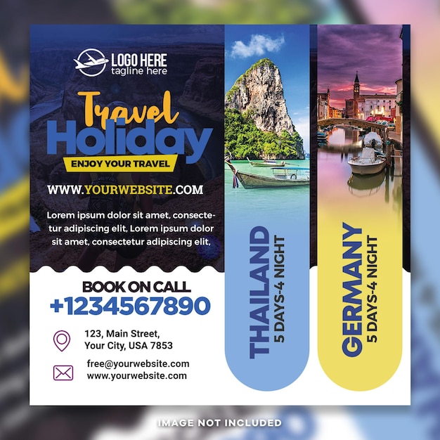 PSD agência de viagens promoção flyer post psd