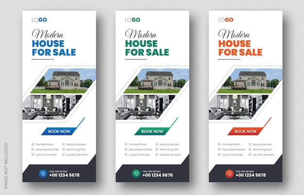 Agência imobiliária roll up banner design ou pull up banner template