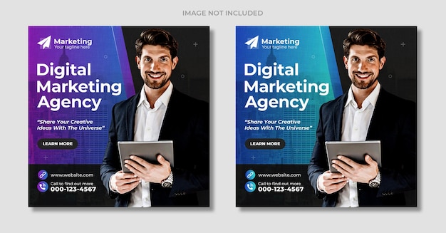 Agencia de marketing digital y elegante plantilla de publicación de instagram de negocios corporativos
