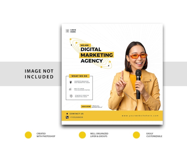 Agencia de marketing digital de Instagram y plantilla de publicación de redes sociales corporativas