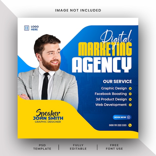 Agencia de marketing digital Medios sociales plantilla de banner de publicaciones de Instagram