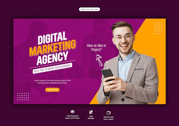 Agencia de marketing digital y plantilla de banner web corporativo