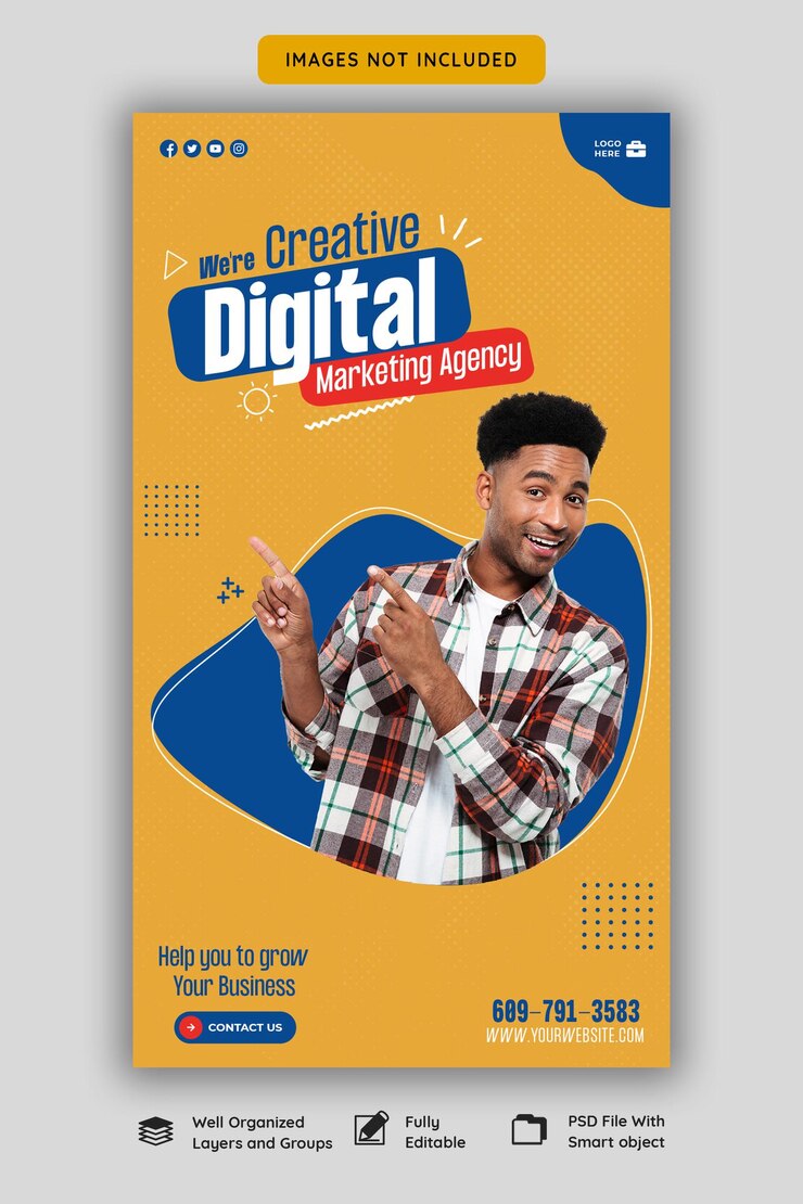 PSD agencia de marketing digital y plantilla de historias corporativas de facebook e instagram