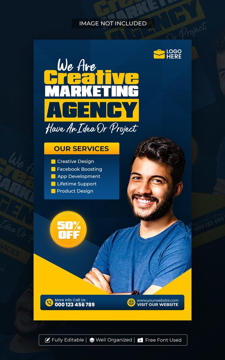 PSD agencia de marketing digital y plantilla de historias corporativas de facebook e instagram