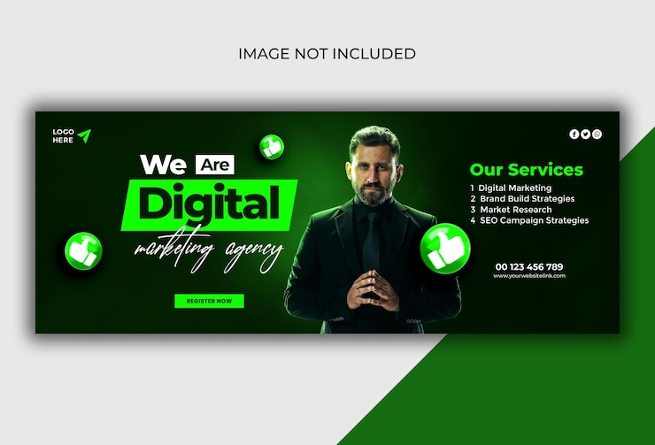 PSD agencia de marketing digital y plantilla de portada corporativa de facebook