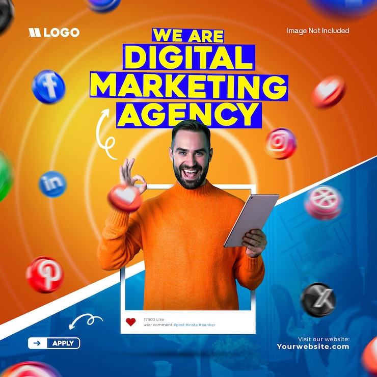 PSD agencia de marketing digital plantilla de publicación de redes sociales corporativas