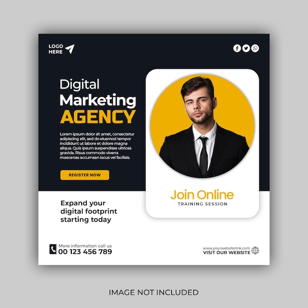 Agencia de marketing digital y redes sociales corporativas plantilla de banner de publicación de instagram
