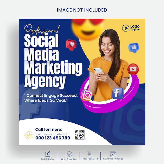 PSD la agencia de marketing digital y las redes sociales corporativas publican banners o plantillas de publicaciones de instagram