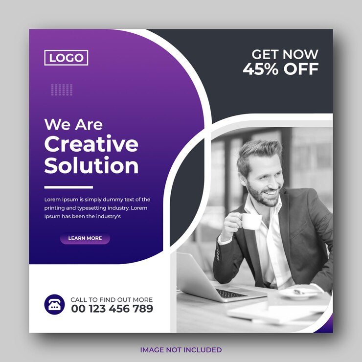 Agencia de marketing de negocios digitales banner web cuadrado Instagram publicación en redes sociales