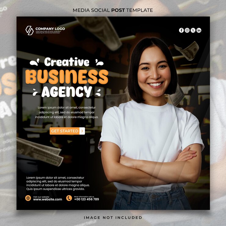 PSD agencia de negocios creativos plantilla de publicaciones sociales de medios