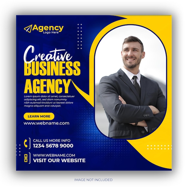 Agencia de negocios creativos Promoción de marketing Medios sociales Publicaciones de Instagram y plantilla de seminario web