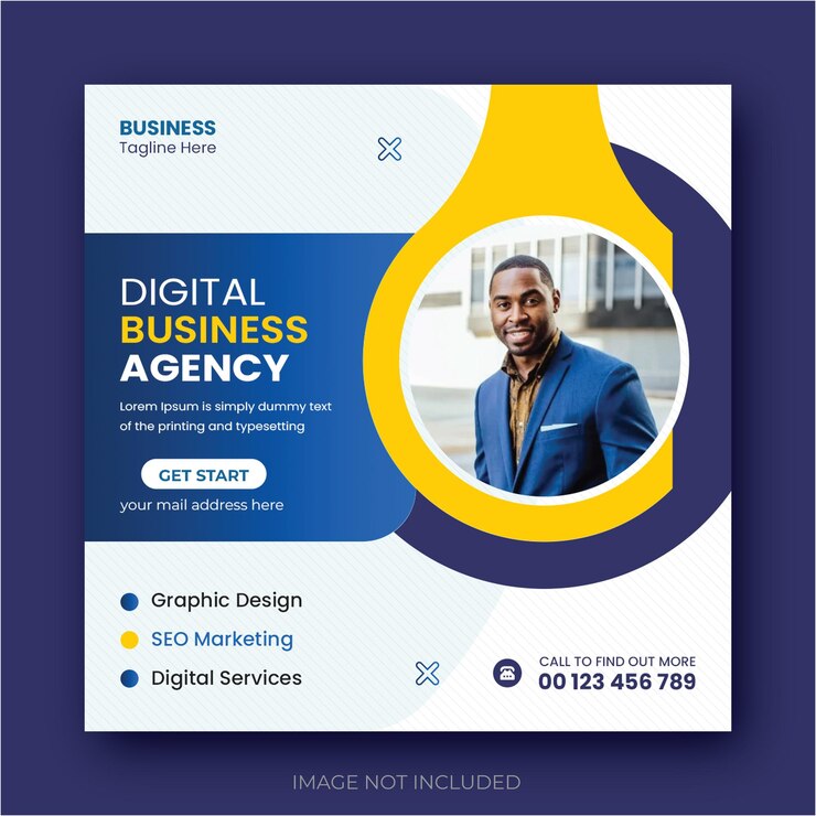 Agencia de negocios digitales marketing en las redes sociales Facebook Post Instagram plantilla de publicación
