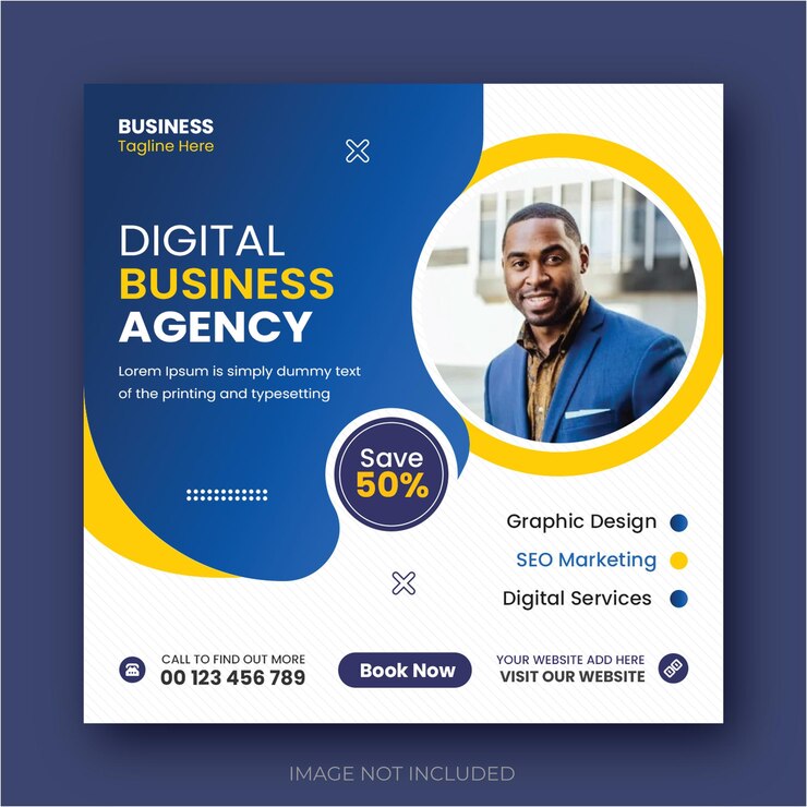 Agencia de negocios digitales marketing en las redes sociales Facebook Post Instagram plantilla de publicación