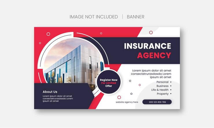 PSD agencia de seguros banner horizontal diseño de plantilla moderna 3