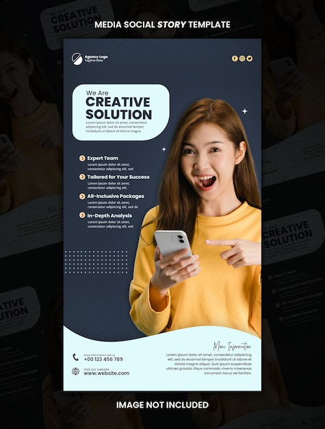 PSD la agencia de soluciones creativas premium blue media social story post template