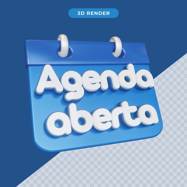 PSD agenda aberta de renderização 3d