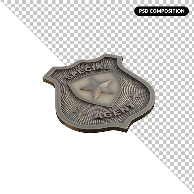 PSD agent de badge rendu 3d isolé