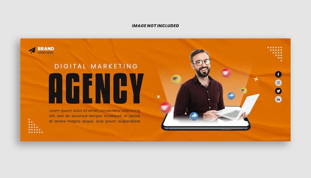 Agentur für digitales marketing orangefarbene facebook-cover-vorlagen