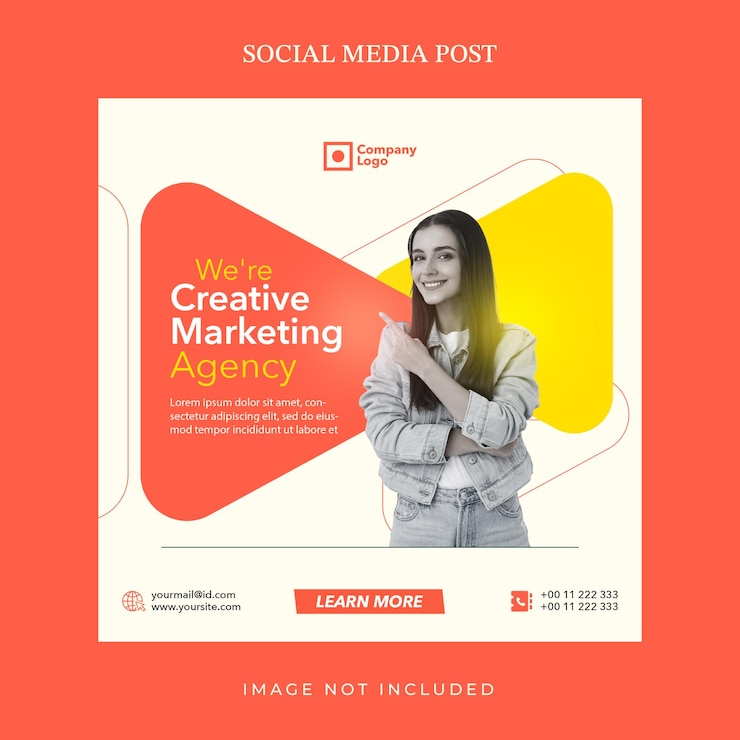 Agenzia di marketing creativo social media e banner dell'agenzia o modello di post su Instagram