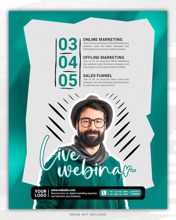 PSD agenzia di marketing digitale creativa seminario online webinar post sui social media schema di banner