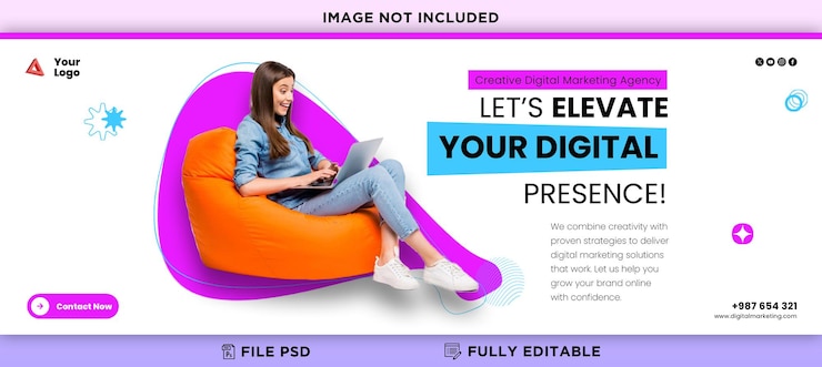 PSD agenzia di marketing digitale e banner di social media aziendali