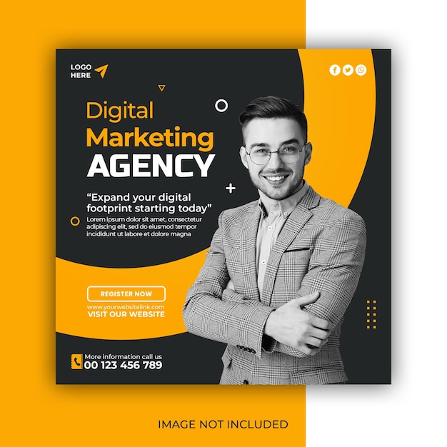 Agenzia di marketing digitale e modello di banner post instagram per social media aziendali