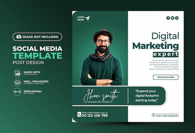 agenzia di marketing digitale e modello di post banner per social media aziendali