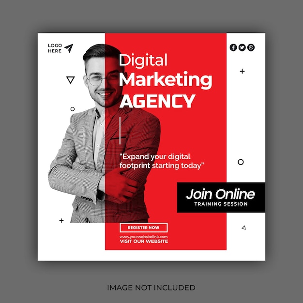 agenzia di marketing digitale e social media aziendali banner post modello di Instagram