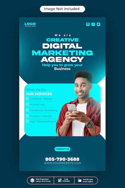 agenzia di marketing digitale instragram o modello di storia Facebook
