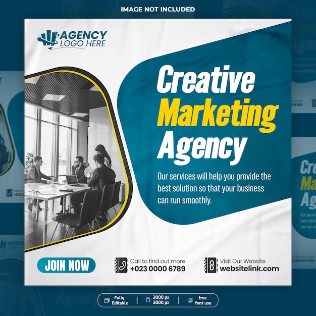 Agenzia di marketing digitale Modello di banner di poster di promozione sui social media