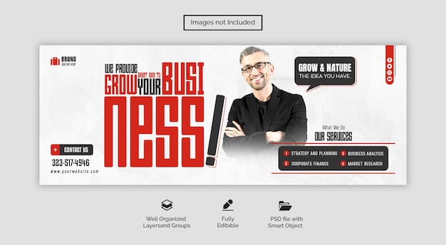 Agenzia di marketing digitale PSD e modello di copertina Facebook aziendale