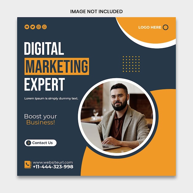 Agenzia di marketing digitale PSD e post sui social media instagram o modello di banner