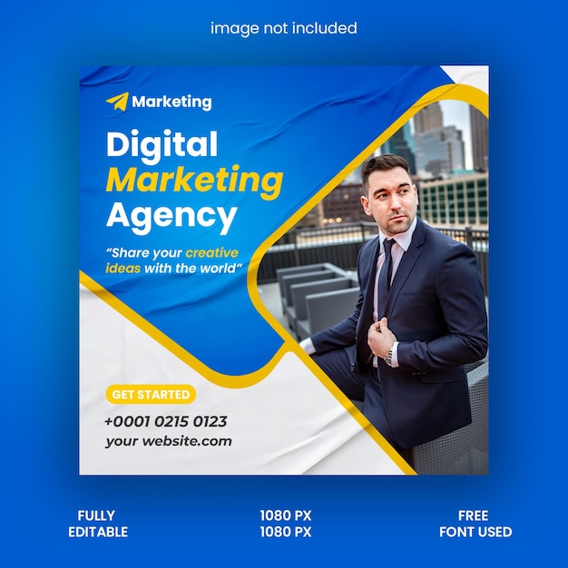 Agenzia di marketing digitale PSD o social media aziendale e modello di post instagram