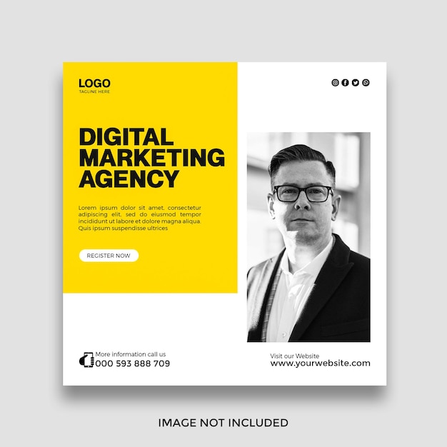 Agenzia di marketing social media post design e social media template design Free PSD