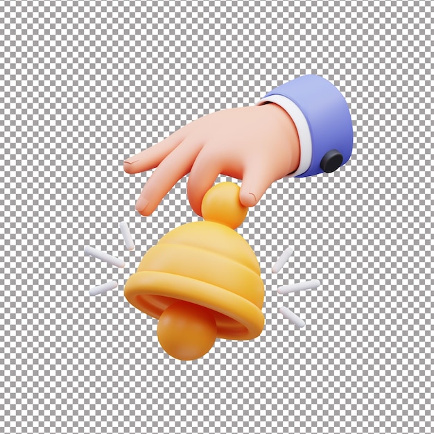 Se agita la mano de la campana 3d render