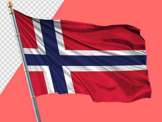 PSD agitando la bandera de noruega con fondo transparente en alta definición