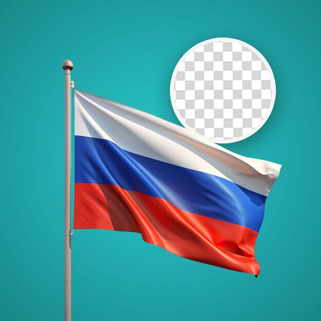 PSD agitar la bandera de rusia en un mástil de metal para la composición