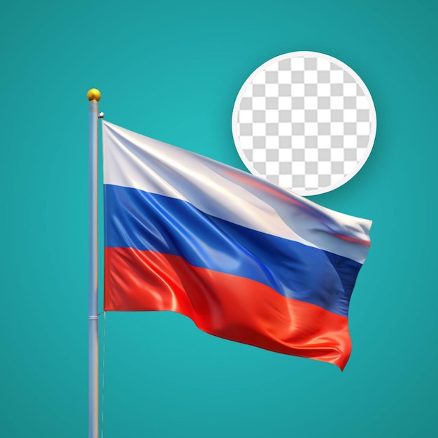 PSD agitar la bandera de rusia en un mástil de metal para la composición