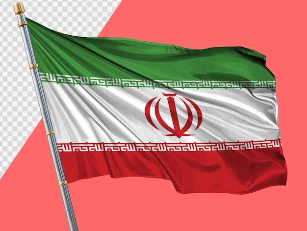 Agitare la bandiera dell'Iran su un albero di metallo per la composizione