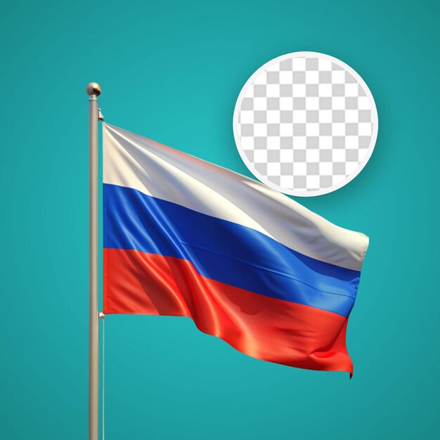 PSD agitation du drapeau de la russie sur un poteau de drapeau métallique pour la composition