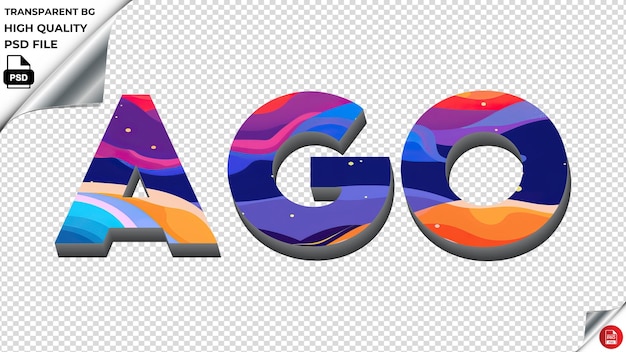 Ago tipografía plana de colores texto de textura psd transparente