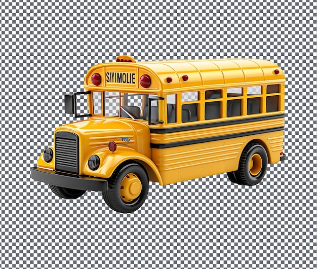 PSD un agradable autobús escolar de juguete aislado sobre un fondo transparente