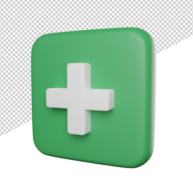 Agregar más vista lateral de color verde icono de ilustración de renderizado 3d fondo transparente