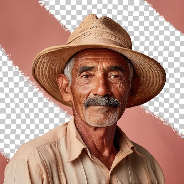 PSD un agriculteur sud-asiatique envieux en pose de chapeau