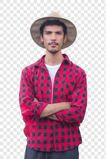 Agricultor com chapéu isolado PSD Mockup