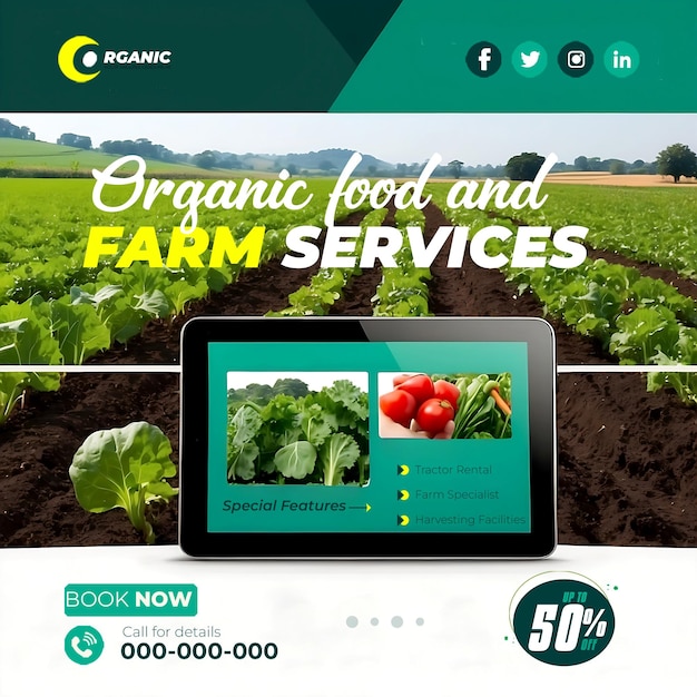 Agricultura jardim agropecuária e serviços agrícolas mídias sociais template de banner post ai gerado
